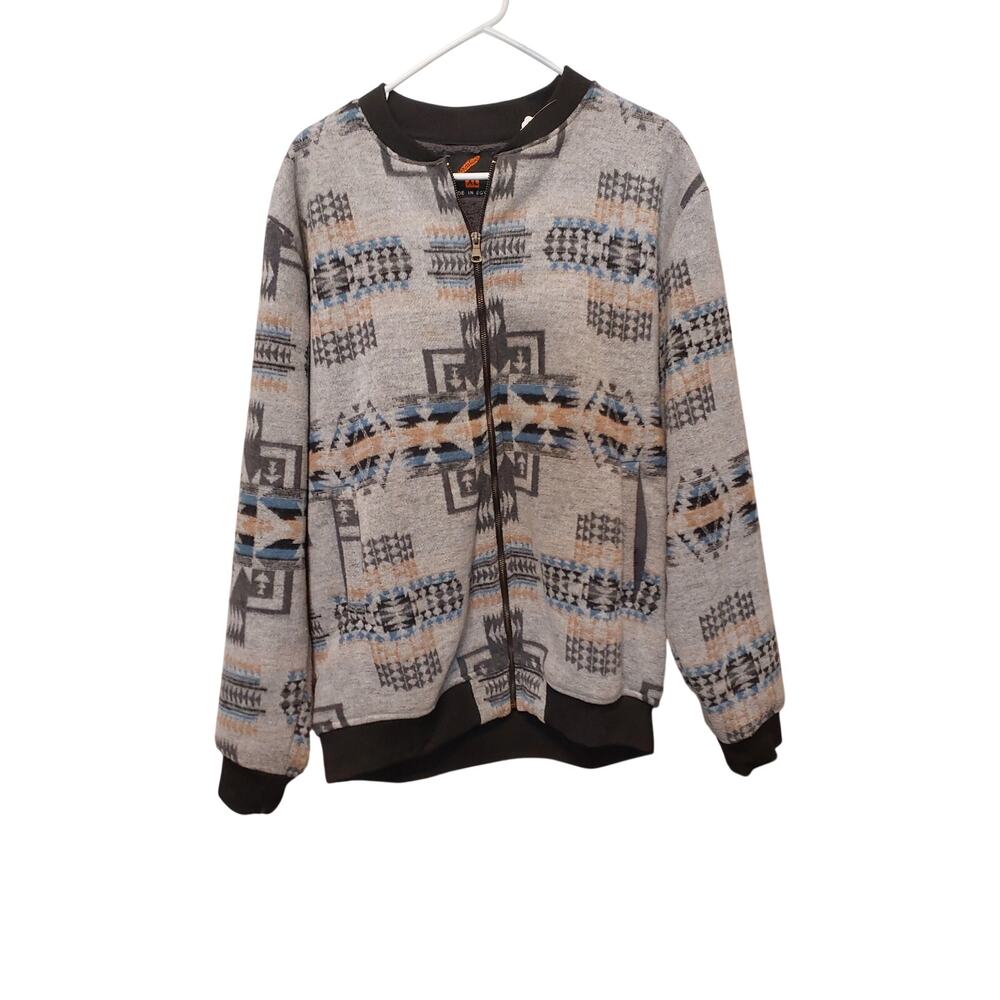 mens by Native,aztec bomber jacket south west style/made in Egypt with sherpa.